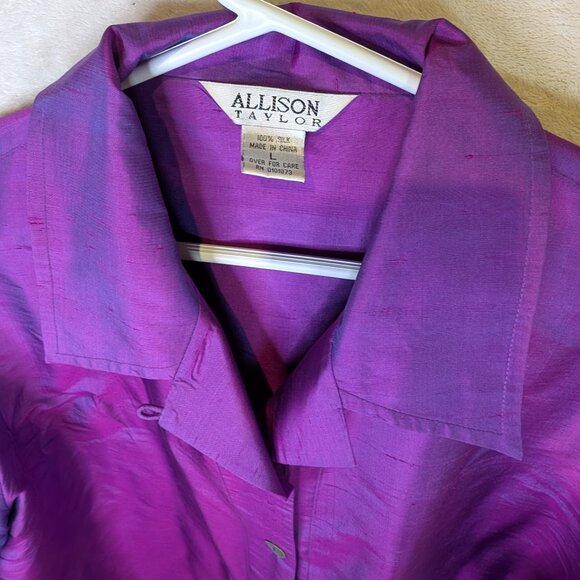 Allison Taylor purple /blue Silk Blouse Size Large - Picture 3 of 4